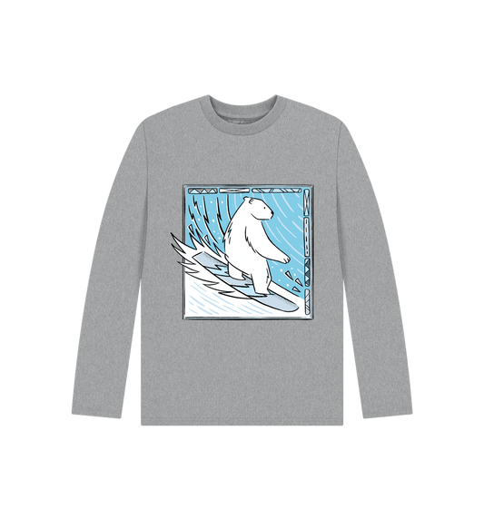 Athletic Grey Kids' Snowboarding bear Tee - Eco-Friendly - Christmas gifts edition