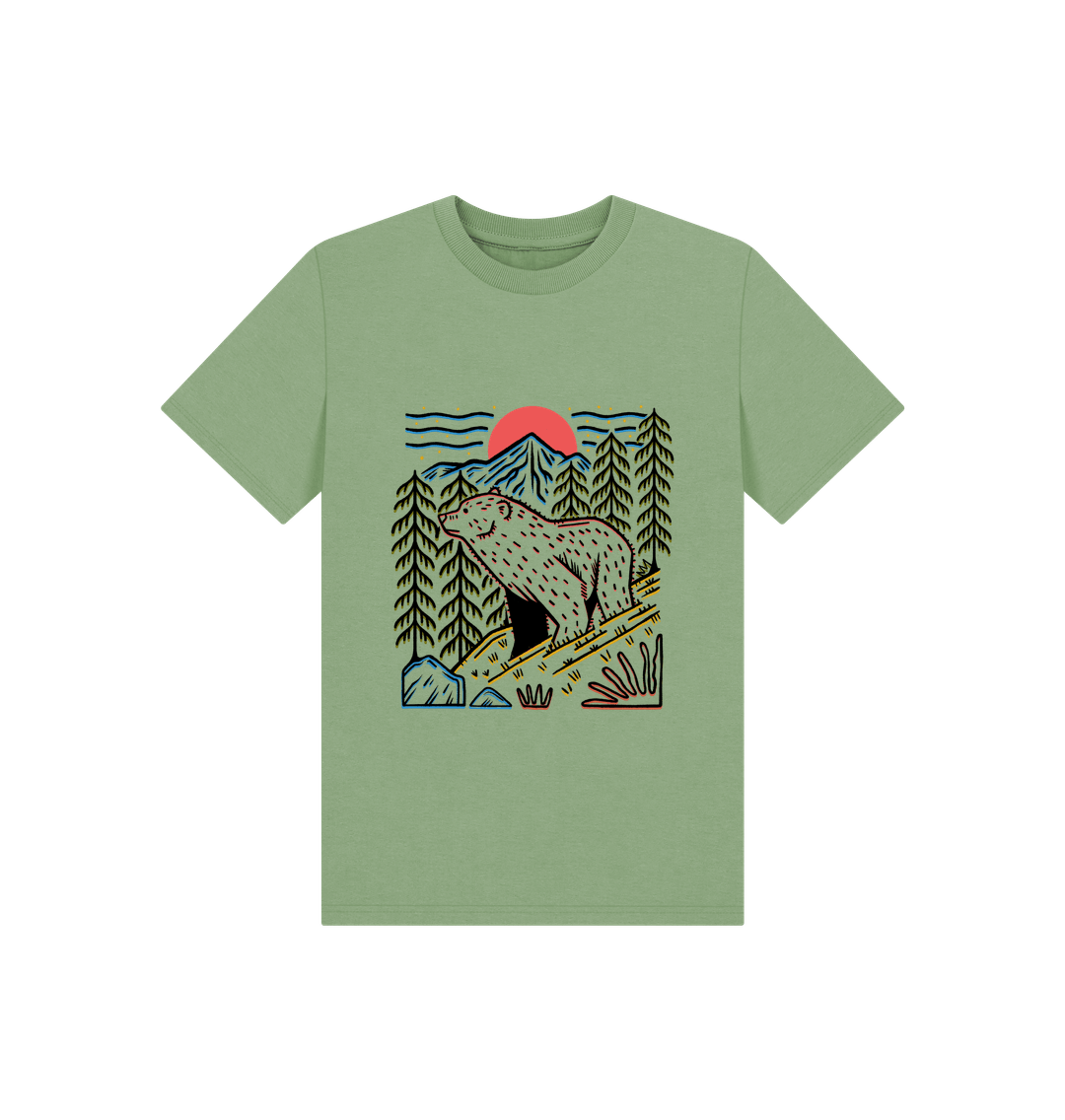 Sage Kids' Bear Tee - Eco-Friendly